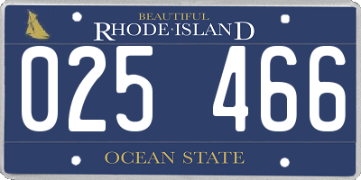 RI license plate 025466