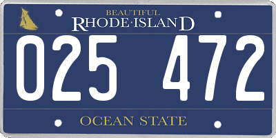 RI license plate 025472