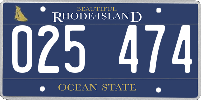 RI license plate 025474