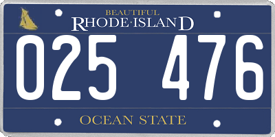 RI license plate 025476