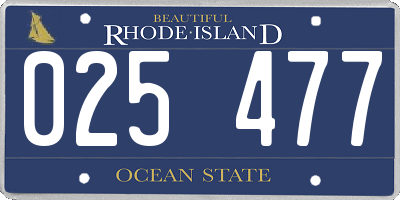 RI license plate 025477