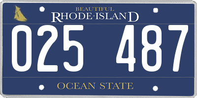 RI license plate 025487