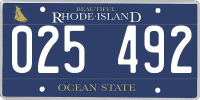 RI license plate 025492