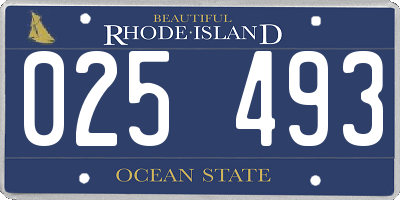 RI license plate 025493