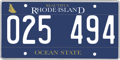 RI license plate 025494