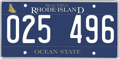 RI license plate 025496