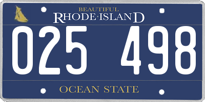 RI license plate 025498