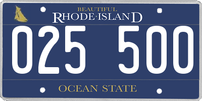RI license plate 025500