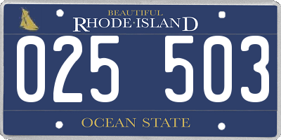 RI license plate 025503