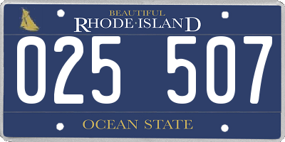 RI license plate 025507