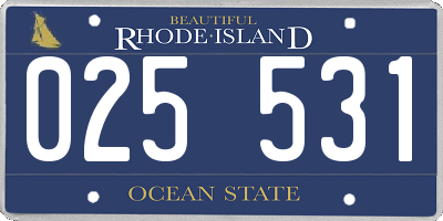RI license plate 025531