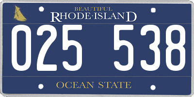 RI license plate 025538