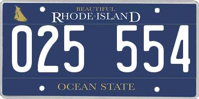 RI license plate 025554