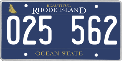 RI license plate 025562