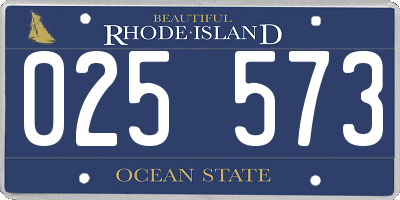 RI license plate 025573