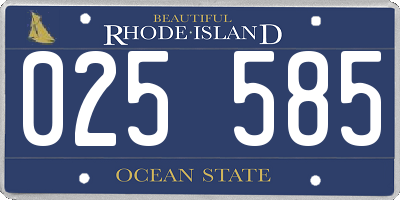 RI license plate 025585
