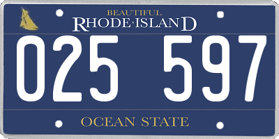 RI license plate 025597