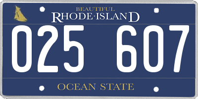 RI license plate 025607