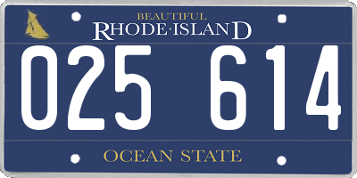 RI license plate 025614