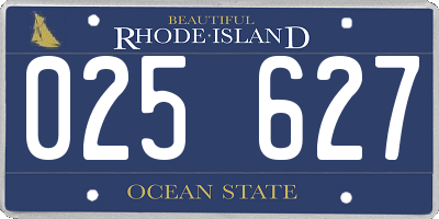 RI license plate 025627