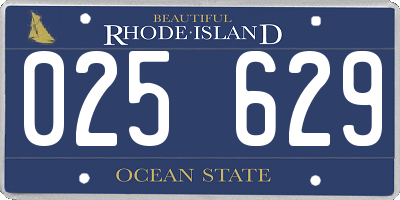 RI license plate 025629