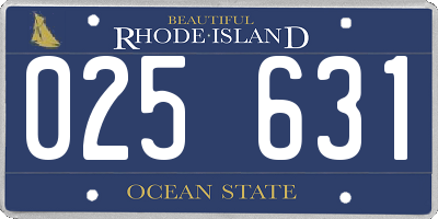 RI license plate 025631