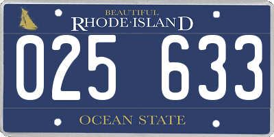 RI license plate 025633