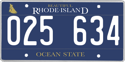 RI license plate 025634