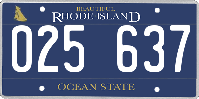 RI license plate 025637