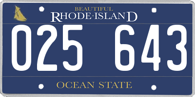 RI license plate 025643