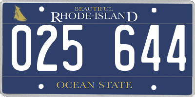RI license plate 025644