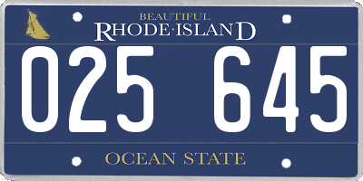 RI license plate 025645