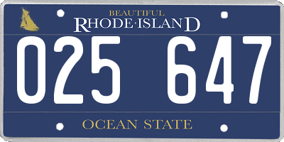 RI license plate 025647