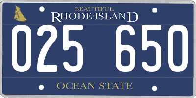 RI license plate 025650