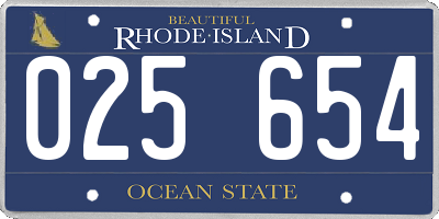 RI license plate 025654