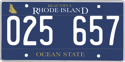 RI license plate 025657