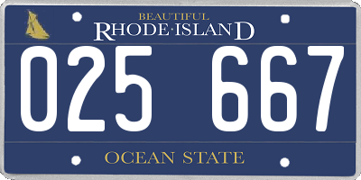 RI license plate 025667