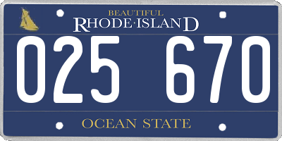 RI license plate 025670