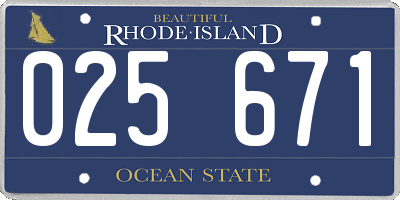 RI license plate 025671