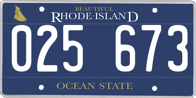 RI license plate 025673