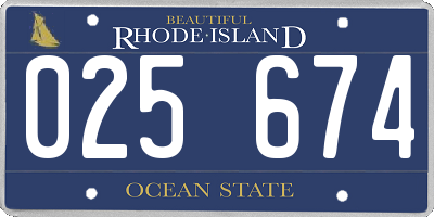 RI license plate 025674