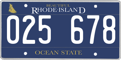 RI license plate 025678
