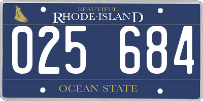 RI license plate 025684