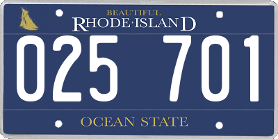 RI license plate 025701