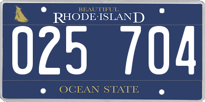 RI license plate 025704