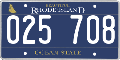 RI license plate 025708