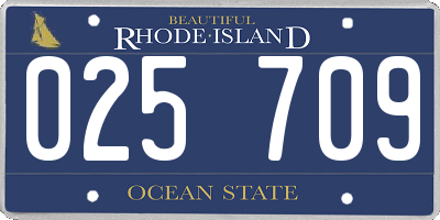 RI license plate 025709