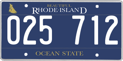 RI license plate 025712