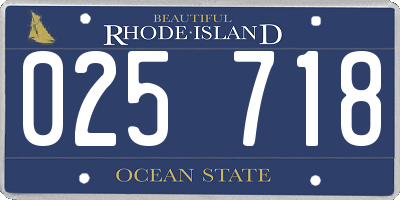 RI license plate 025718