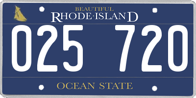 RI license plate 025720